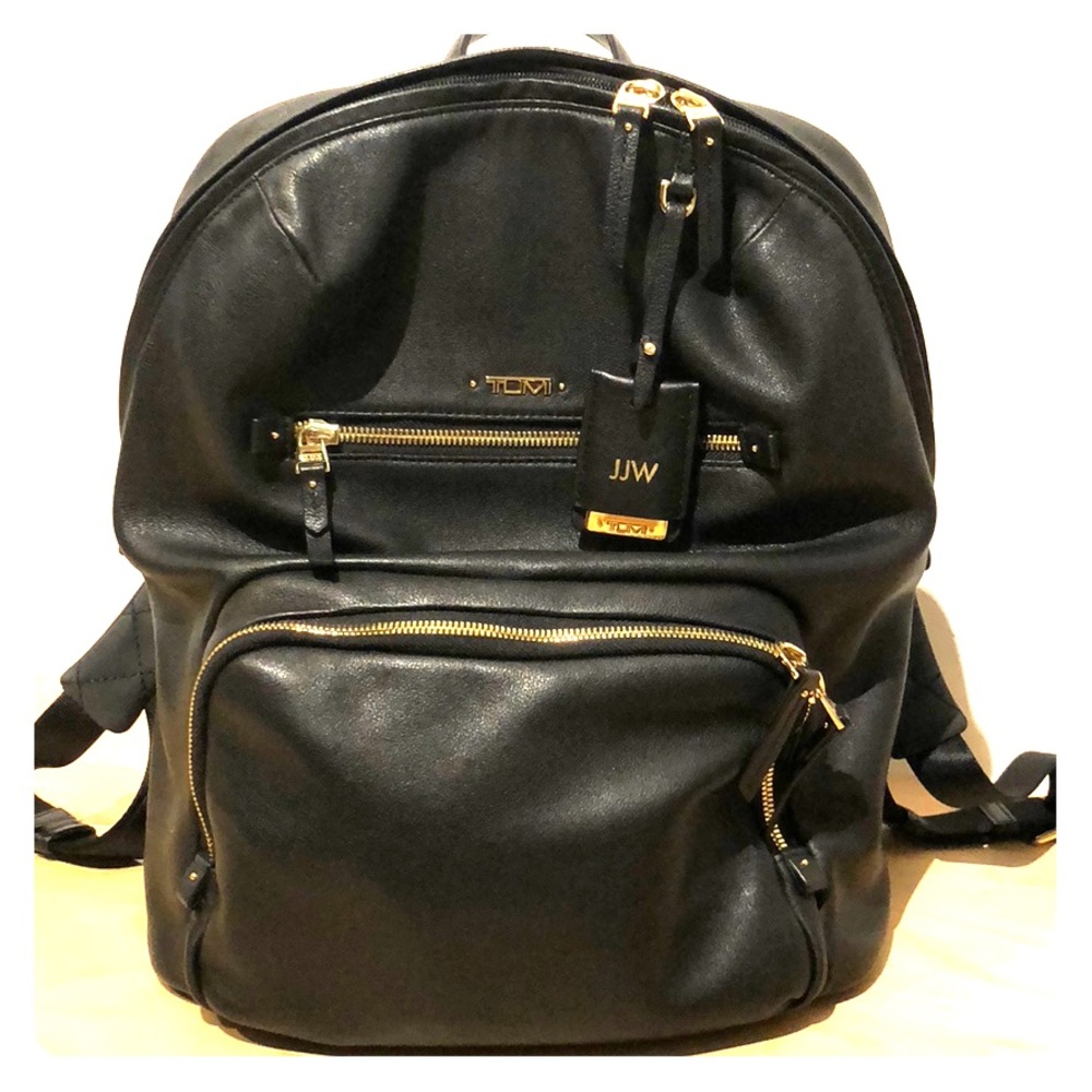 Black leather backpack